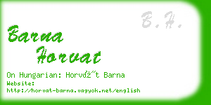 barna horvat business card